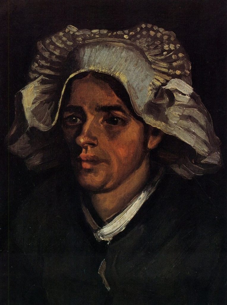 head of a peasent woman with white cap by van gogh