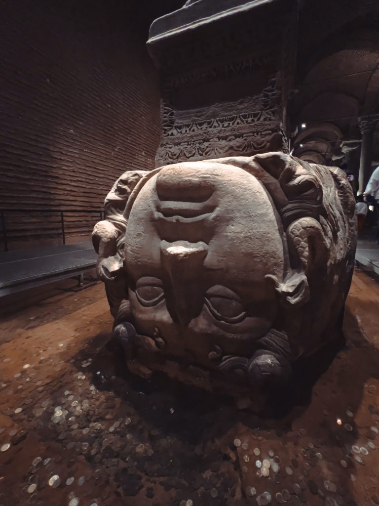 medusa head in basilica cistern
