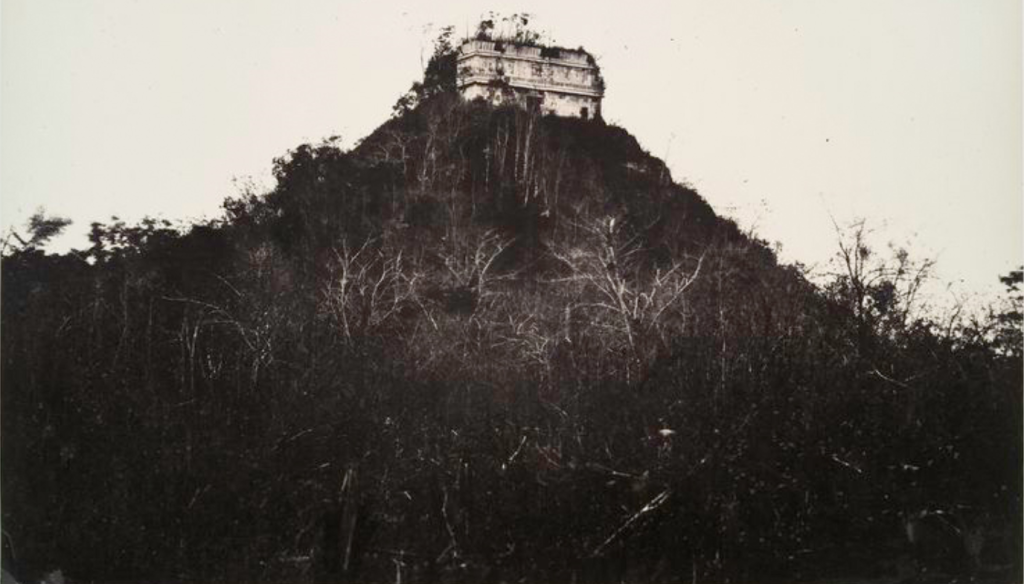 Temple of Kukulcán before excavation, 1860