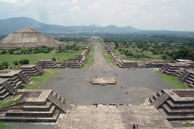 View of the Avenue of the Dead and the Pyramid of the Sun, from Pyramid of the Moon - Famous Archaeological Sites