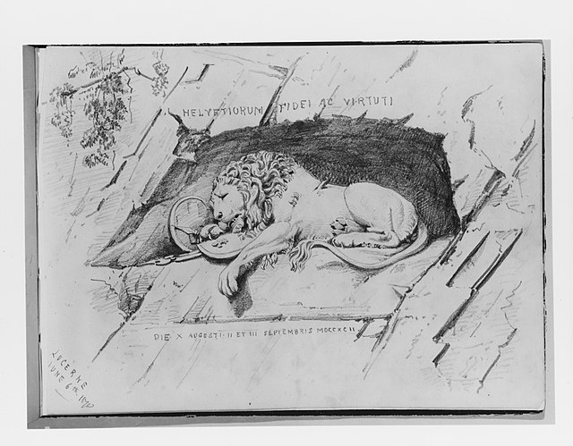 Lion Monument from Switzerland 1870 Sketchbook