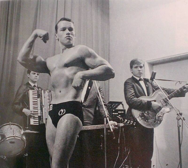 16-year-old Arnold Schwarzenegger at the Steirer Hof bodybuilding competition.