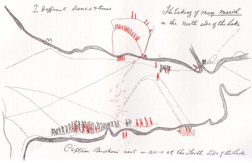 Shanawdithit's illustration of the capture of Demasduit, accompanied by Cormack's explanatory notes. - DNA of Native Canadians