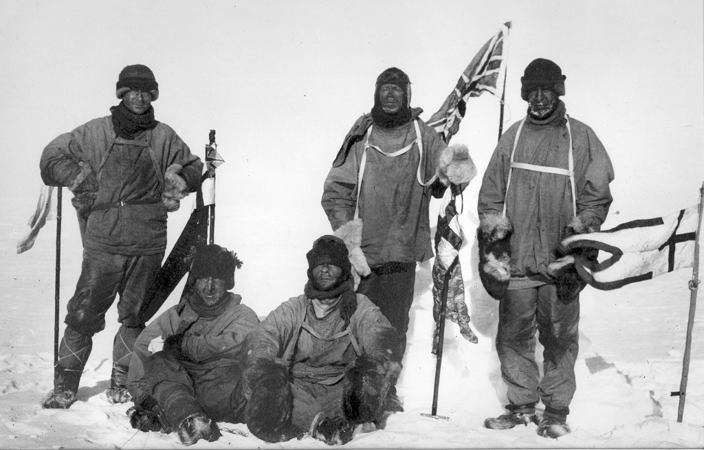 Edward Adrian Wilson, Robert Falcon Scott, Lawrence Oates, Henry Robertson Bowers and Edgar Evans at the South Pole - Terra Nova Expedition