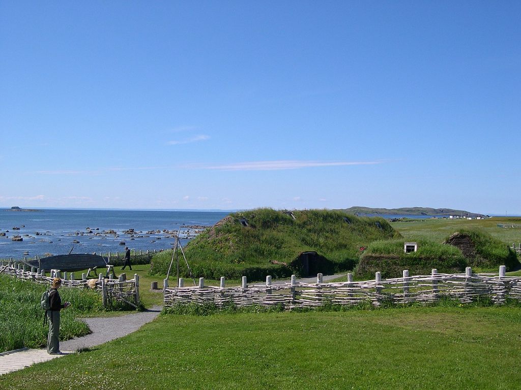 Modern recreation of the Norse site at L'Anse aux Meadows. The site was originally occupied c. 1021 and listed by UNESCO as a World Heritage Site in 1968