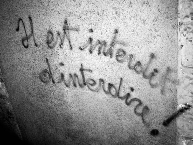 The slogan written on a wall in Paris in May 1968: "It is forbidden to forbid."