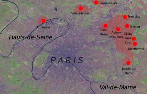 Areas of Rioting in the Paris region as of 1 November