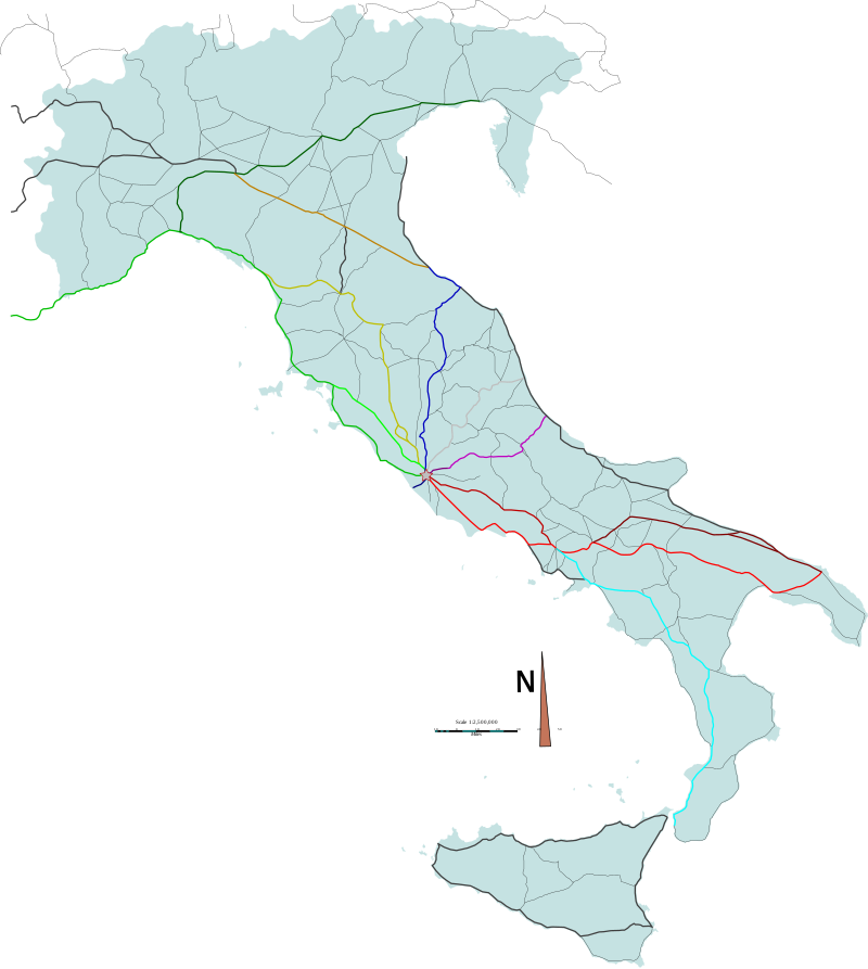 Italian and Sicilian roads in the time of ancient Rome