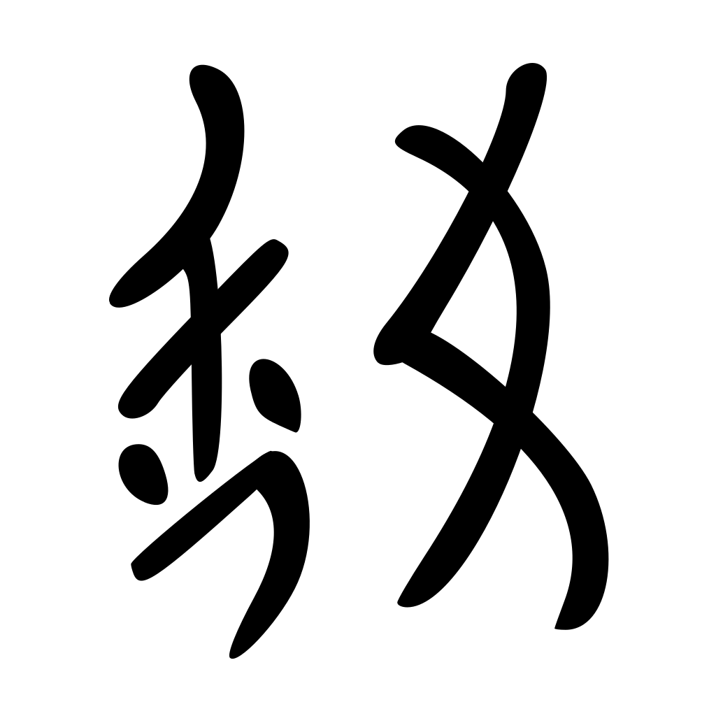 "Nü Shu" written in the Nüshu script