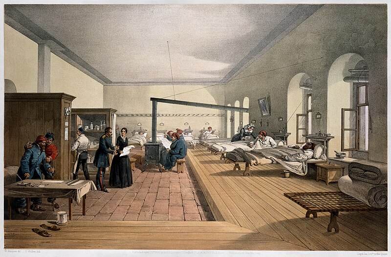 'One of the wards in the hospital at Scutari (Turkey)'. (Crimean War 1856).