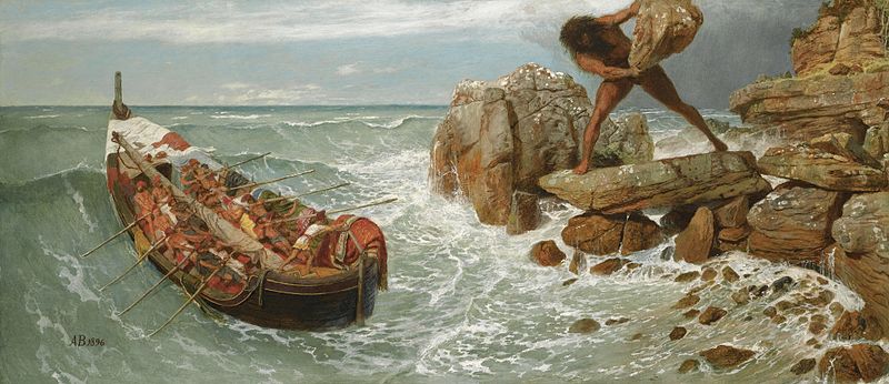 Odysseus and Polyphemus (1896). Oil and tempera on panel, 66 cm × 150 cm (26 in × 59 in). Museum of Fine Arts, Boston, Massachusetts