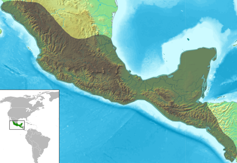 Blank relief map of Mesoamerica