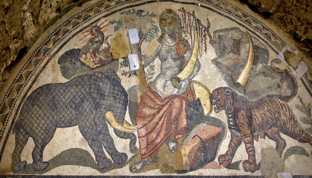 Mosaic of India from the 4th century CE Villa Romana del Casale