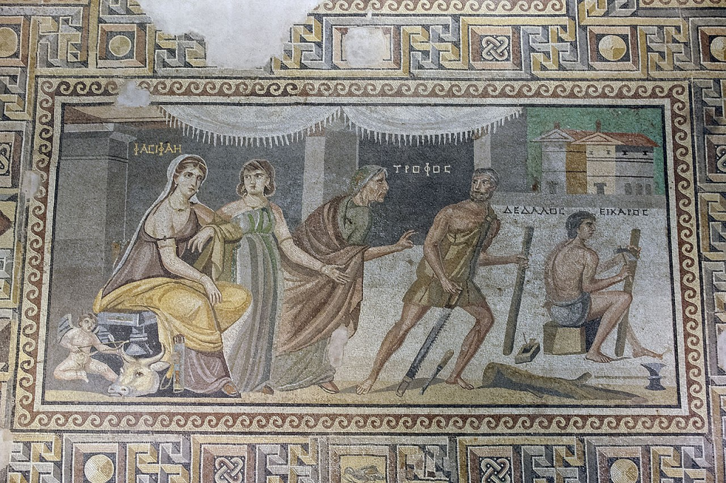 Gaziantep Zeugma Museum Daedalus mosaic | Image Source: Dosseman, CC BY-SA 4.0 https://creativecommons.org/licenses/by-sa/4.0, via Wikimedia Commons