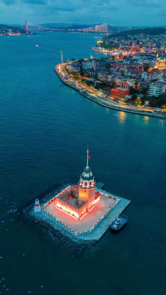 Photo of the Maiden's Tower taken from the sky