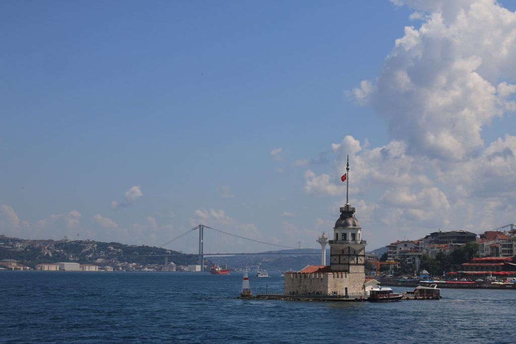 Nestled at the entrance of the majestic Bosphorus strait in Istanbul, Turkey, the Maiden's Tower