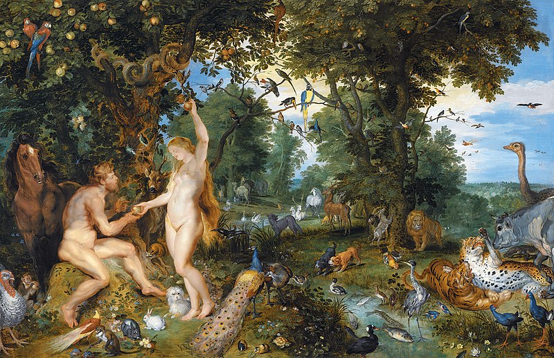 The garden of Eden with the fall of man.