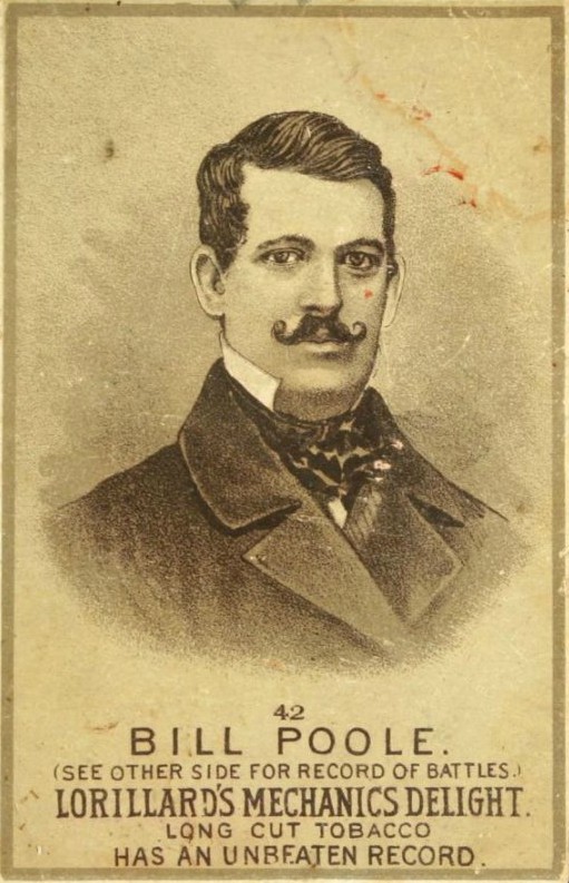 Bill Poole portrait from a tobacco company boxer profile card, circa late 1880s.
